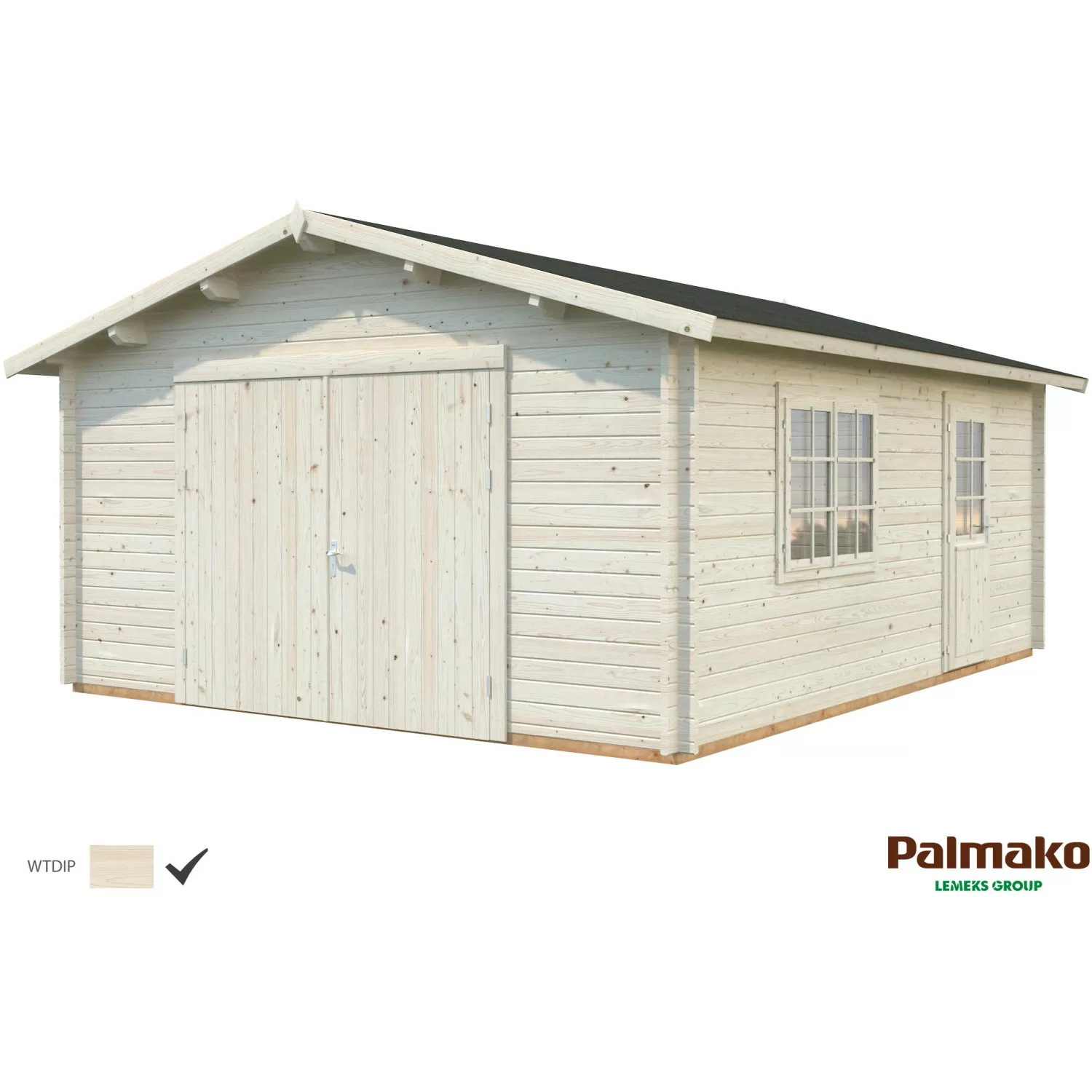 Palmako Holzgarage Roger mit Holztor Klar tauchgrundiert 450 cm x 550 cm günstig online kaufen