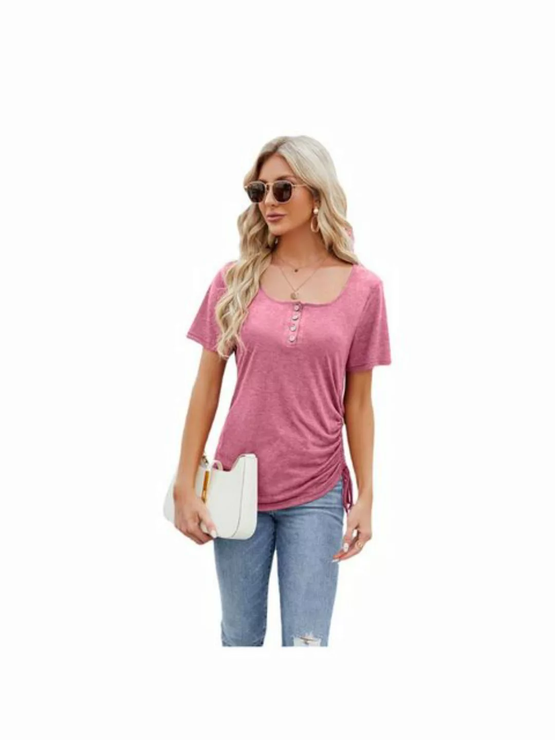 KIKI Kurzarmshirt Damen-T-Shirts, kurzärmelige Oberteile mit V-Ausschnitt günstig online kaufen