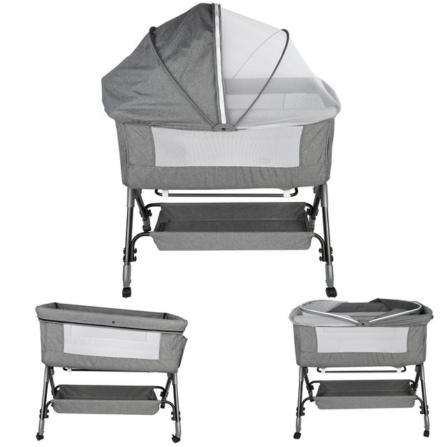 JEOBEST Beistellbett Baby, Grab-and-go Baby Bett mit Matratze & Rädern für günstig online kaufen