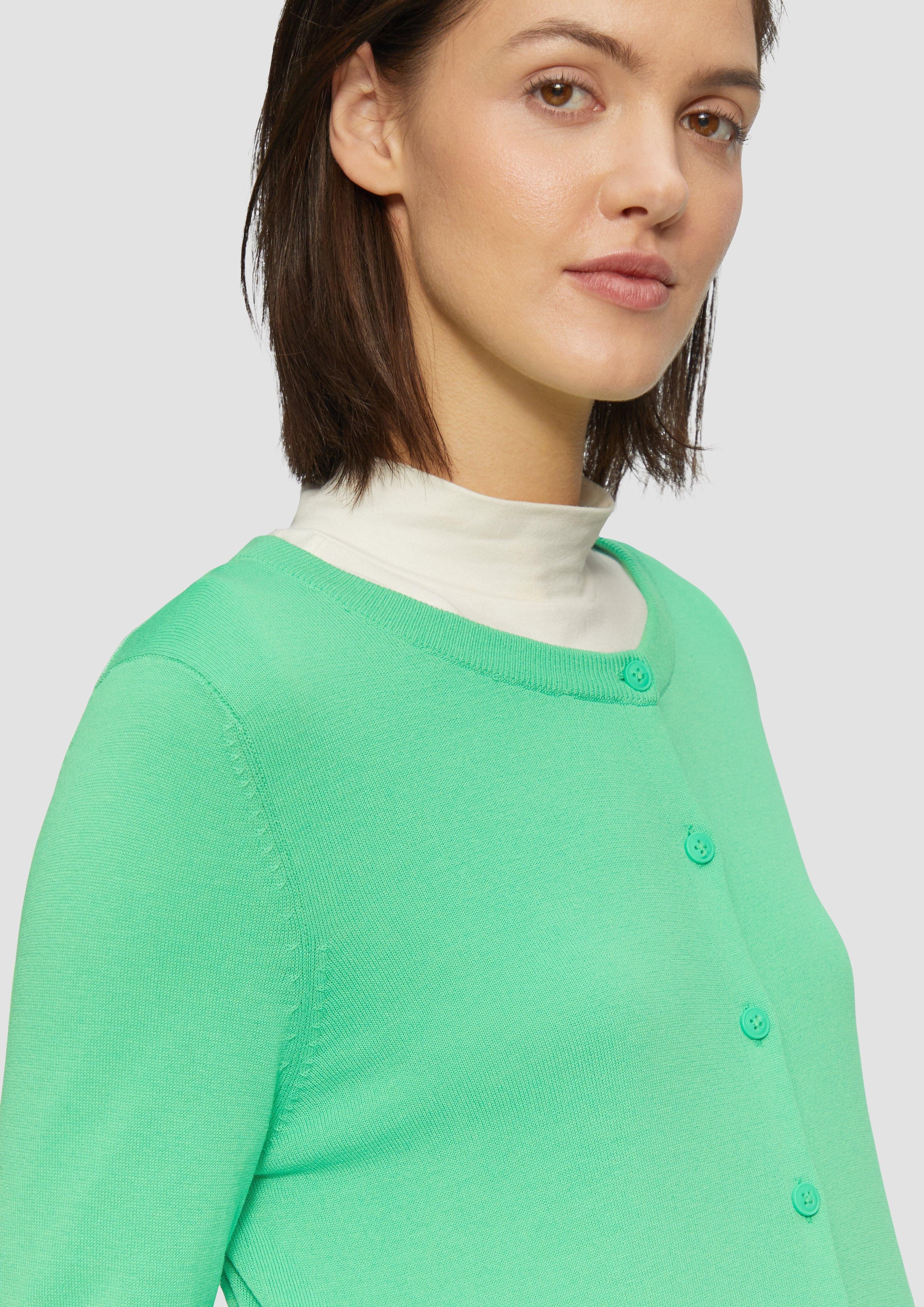 s.Oliver Strickjacke Rundhals-Strickjacke mit Knopfleiste Rippbündchen günstig online kaufen