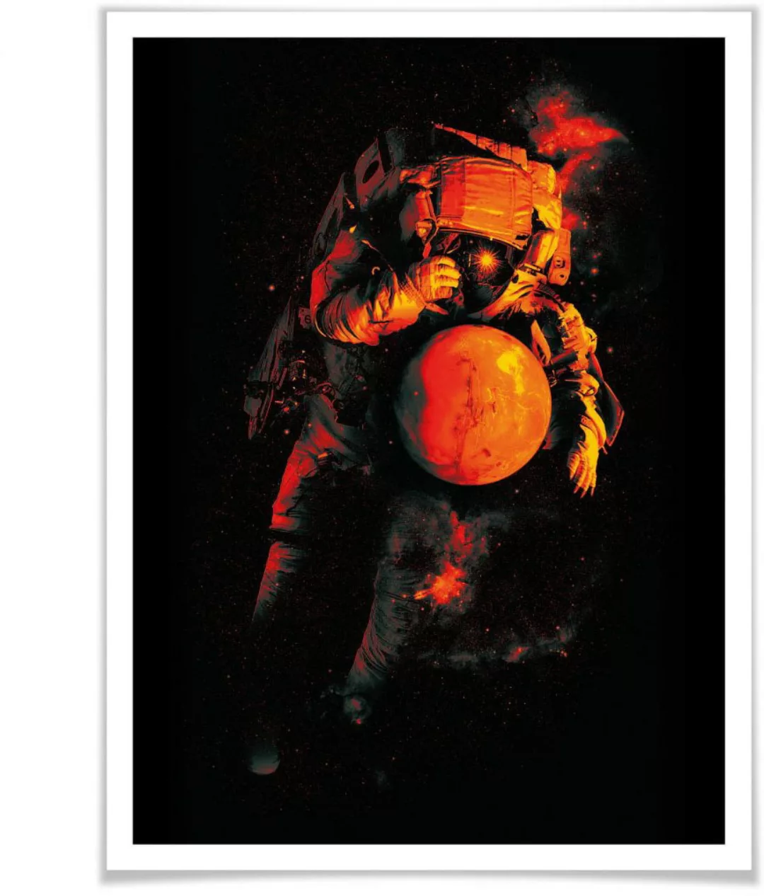 Wall-Art Poster "Astronaut Schwarz Mars Weltall", Astronaut, (1 St.), Poste günstig online kaufen