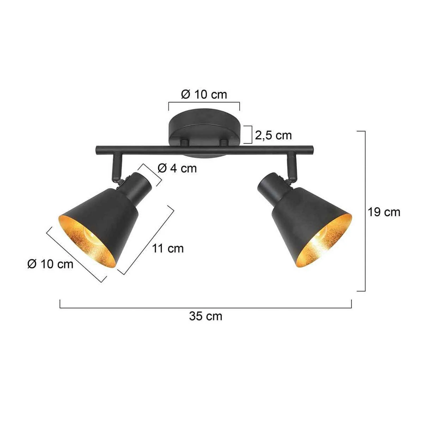 Deckenstrahler Oeroe, 2-flammig, schwarz, Metall, E14 günstig online kaufen
