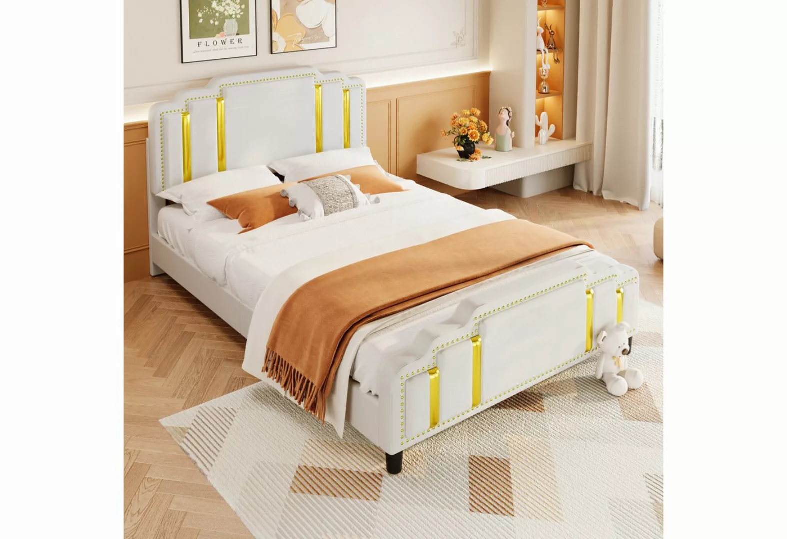 REDOM Polsterbett Flachbett,Doppelbett (minimalistisches Styling, 140x200cm günstig online kaufen