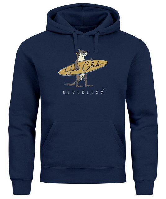 Neverless Hoodie Hoodie Herren California Surfing Print Otter mit Surfboard günstig online kaufen