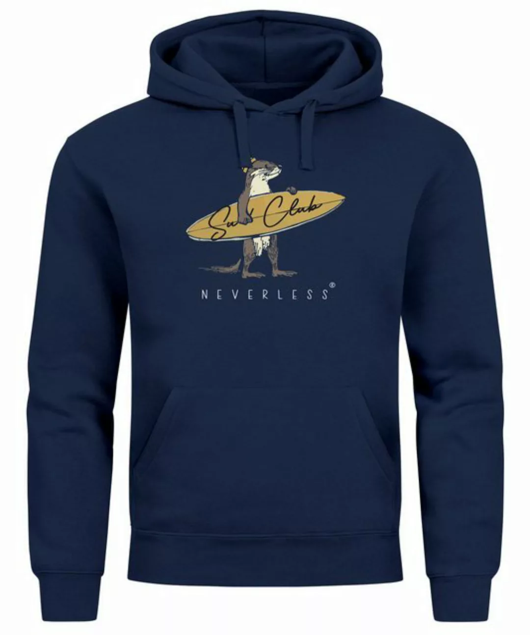 Neverless Hoodie Hoodie Herren California Surfing Print Otter mit Surfboard günstig online kaufen