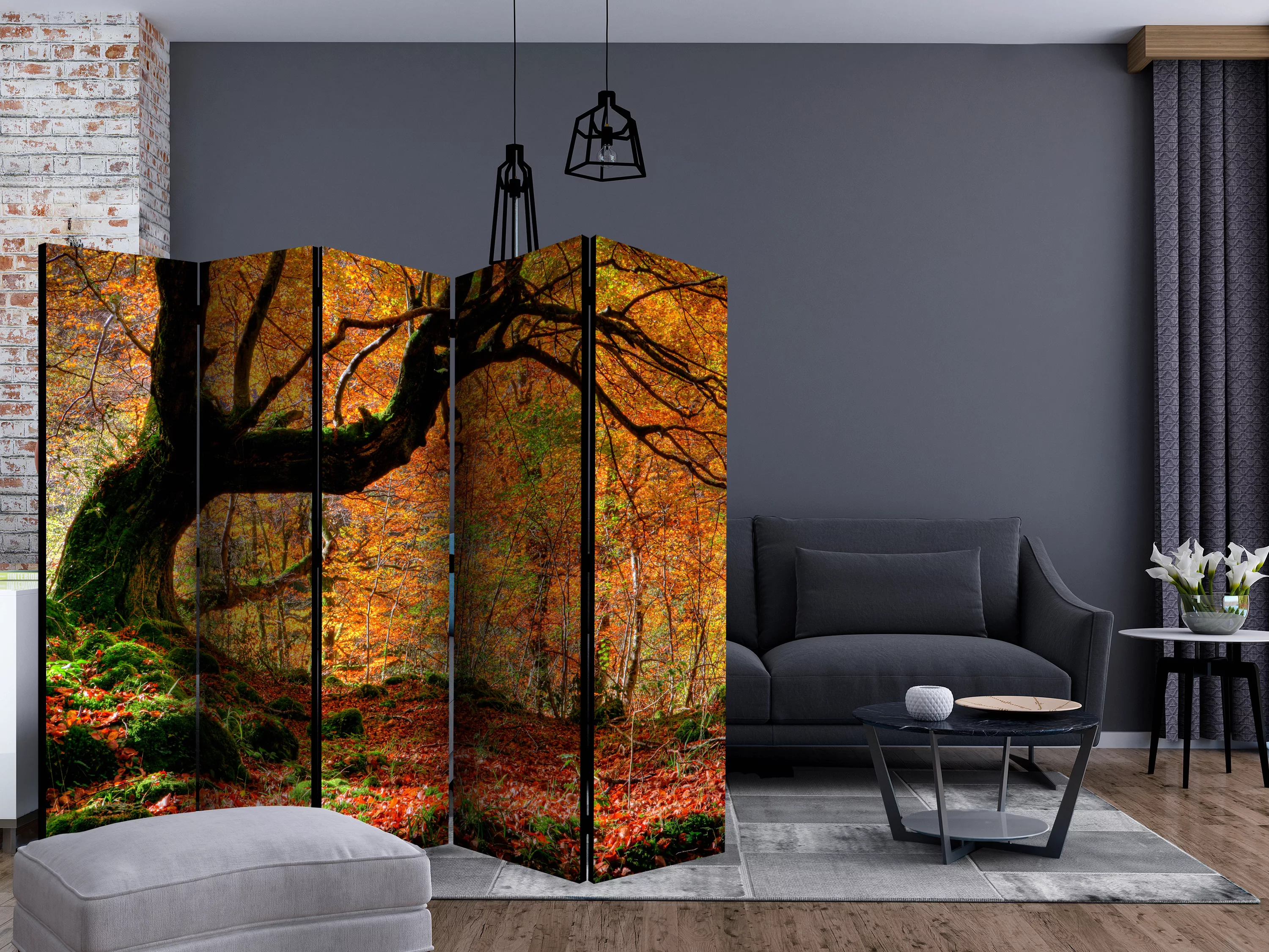 5-teiliges Paravent - Autumn, Forest And Leaves Ii [room Dividers] günstig online kaufen