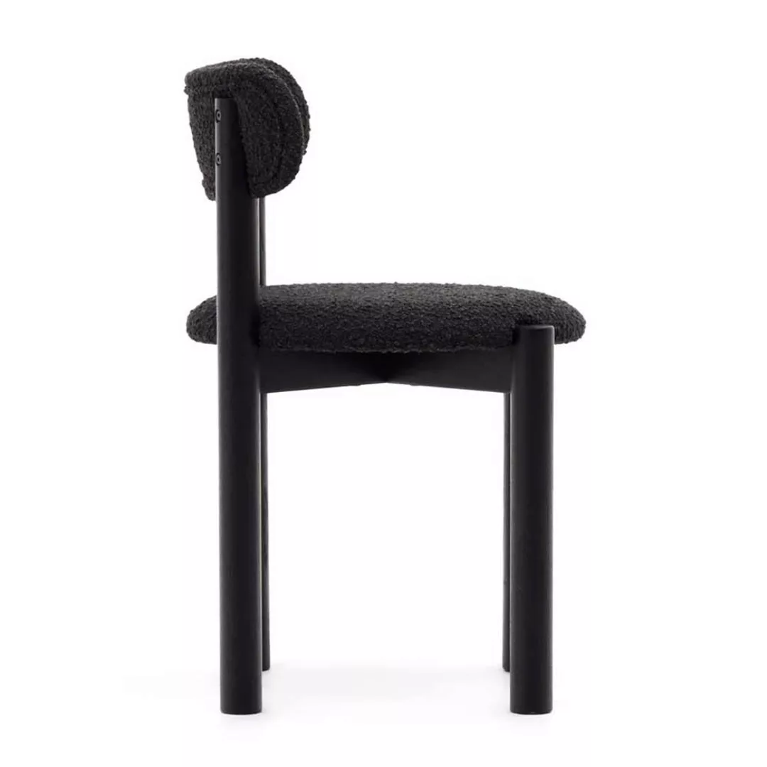 Schwarze Esszimmerstühle aus Boucle Stoff und Massivholz 51 cm breit (2er S günstig online kaufen