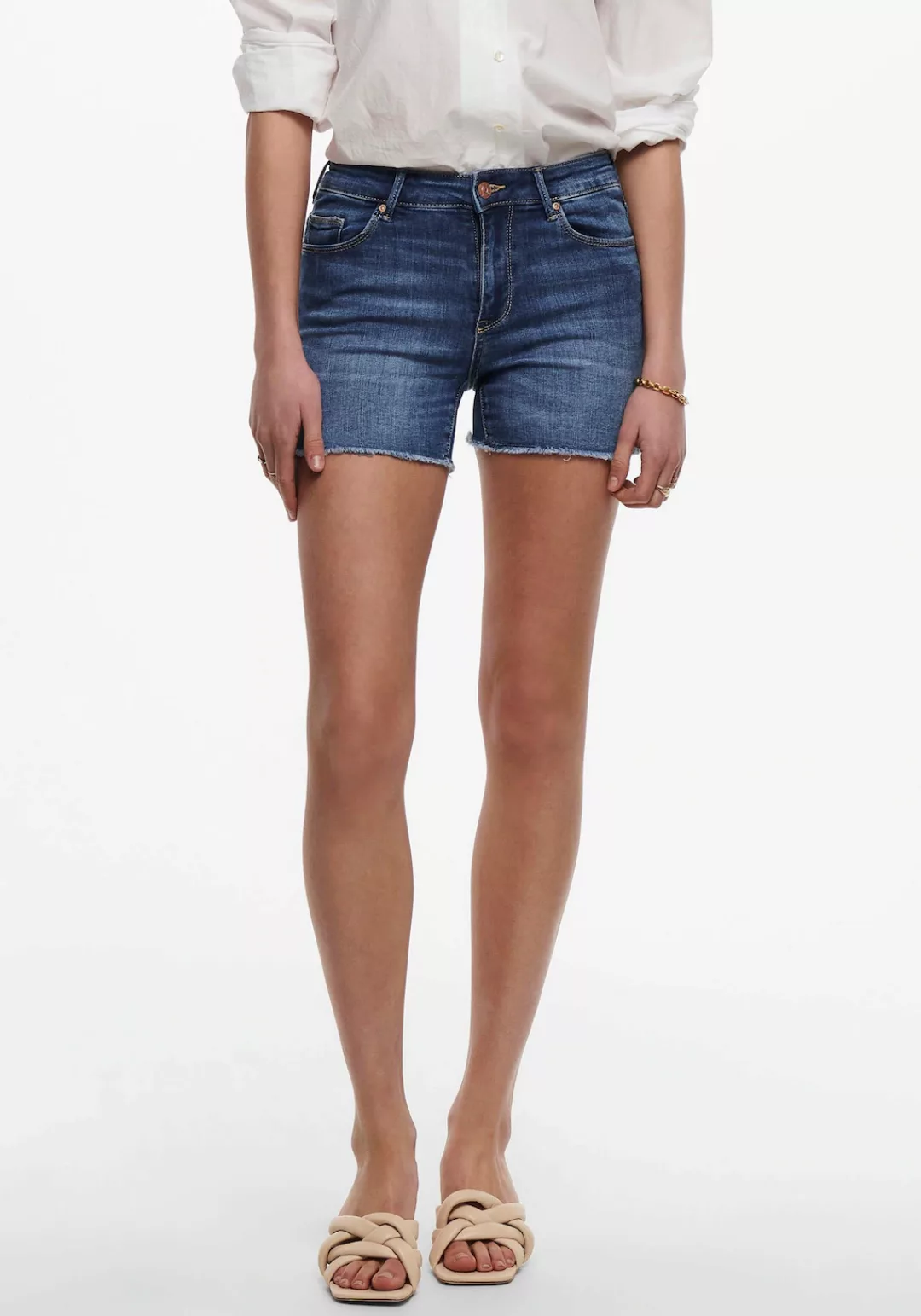 Only Blush Life Mid Skinny Raw Jeans-shorts XS Dark Blue Denim günstig online kaufen