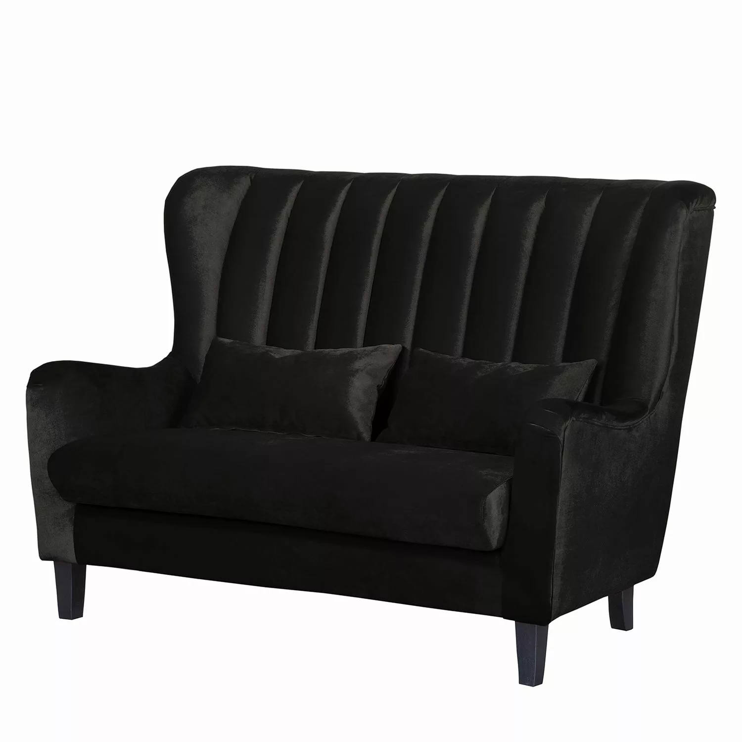 home24 Red Living Sofa Cocoa 2-Sitzer Schwarz Samtstoff 153x110x90 cm (BxHx günstig online kaufen