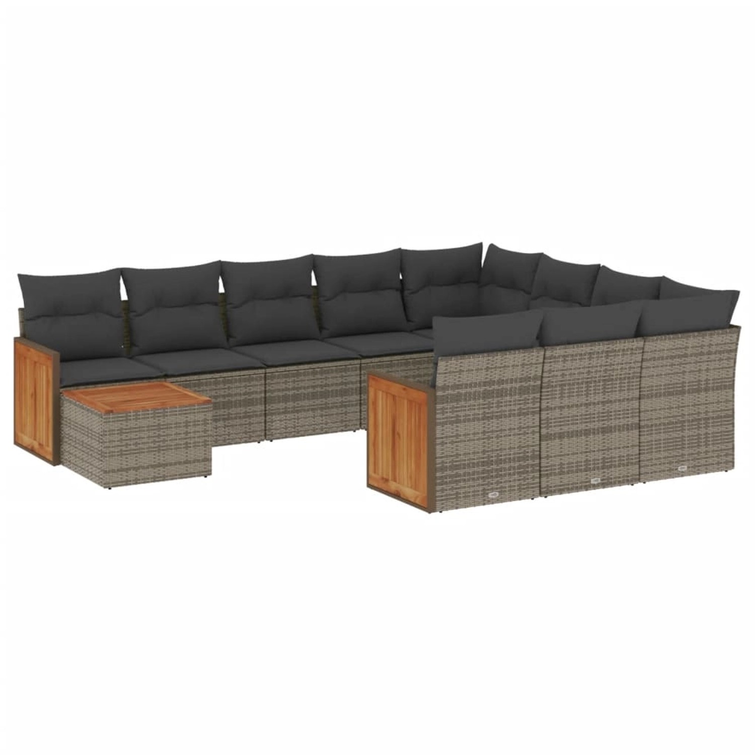 vidaXL 11-tlg Garten-Sofagarnitur mit Kissen Grau Poly Rattan Modell 67 günstig online kaufen