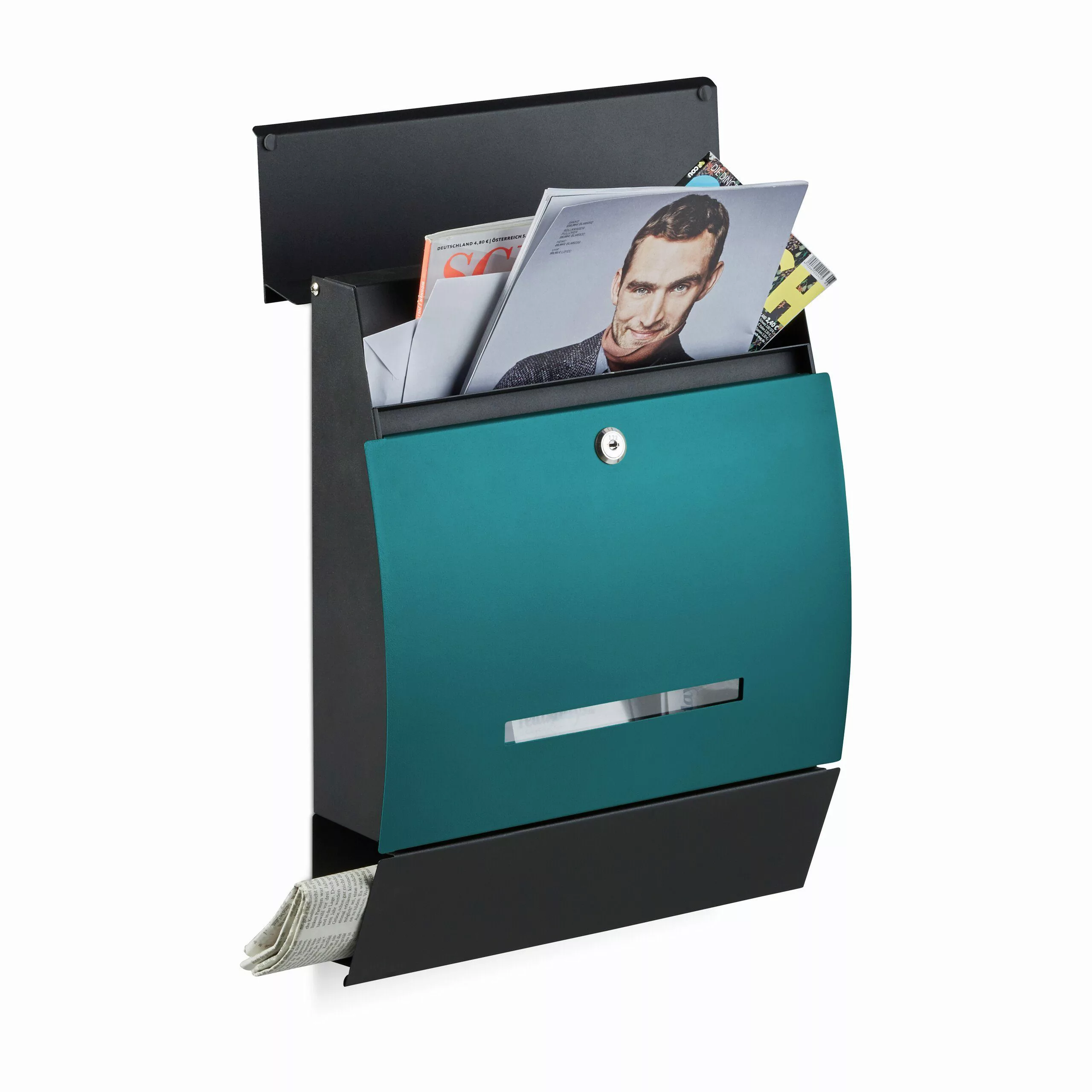 relaxdays Briefkasten Design Briefkasten mit Zeitungsfach, günstig online kaufen