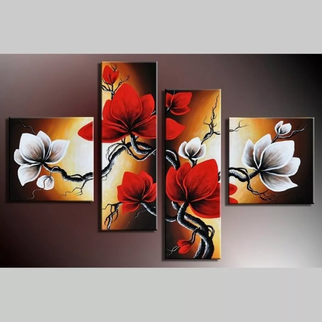 4 Leinwandbilder MAGNOLIA (10) 100 x 70cm Handgemalt günstig online kaufen