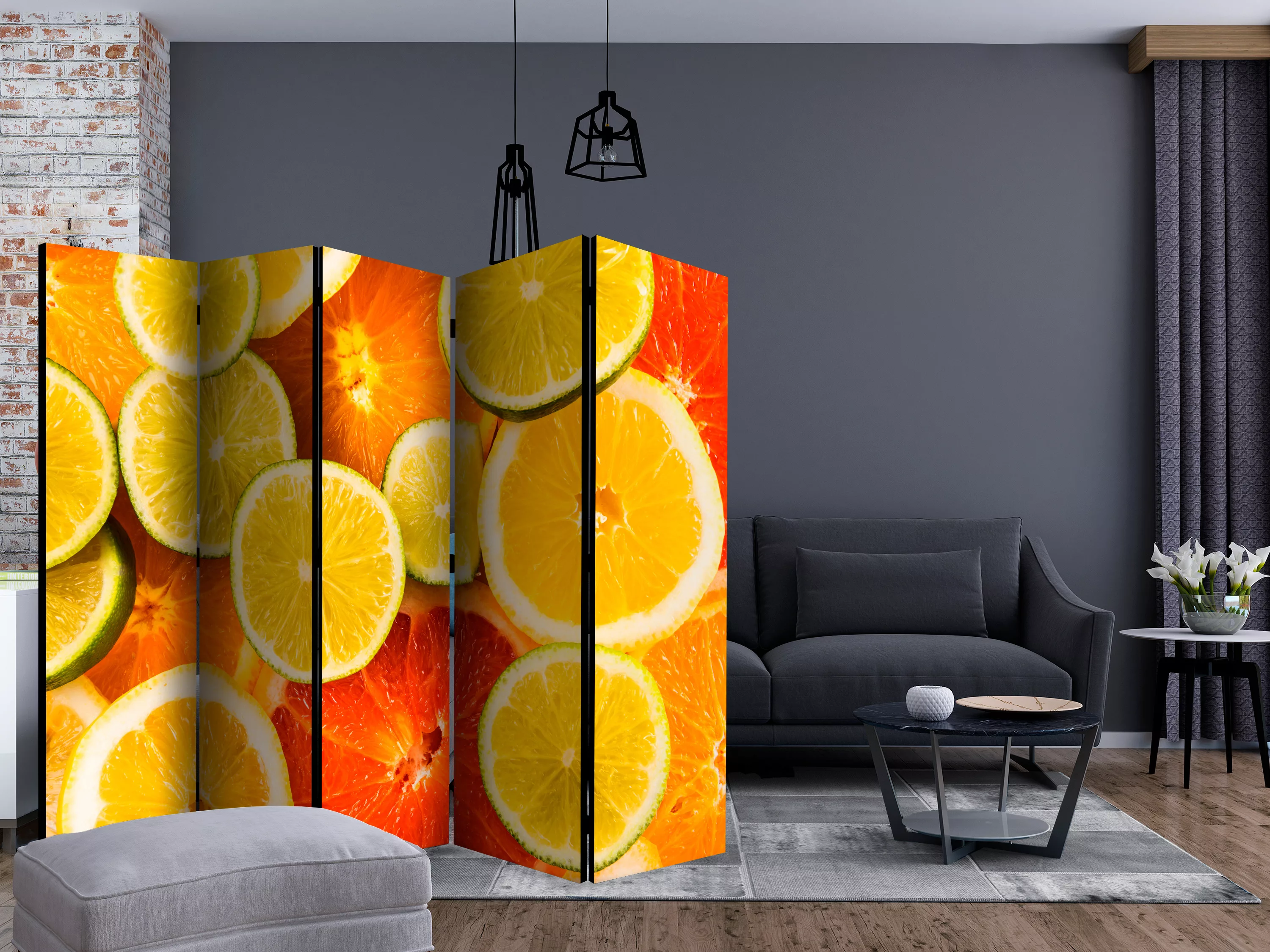 5-teiliges Paravent - Citrus Fruits Ii [room Dividers] günstig online kaufen