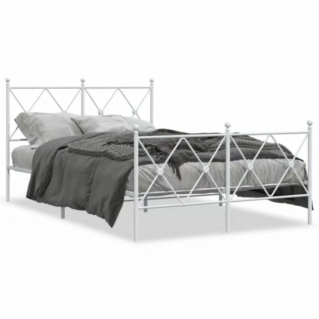 vidaXL Bett Bettgestell mit Kopf- und Fußteil Metall Weiß 120x190 cm günstig online kaufen