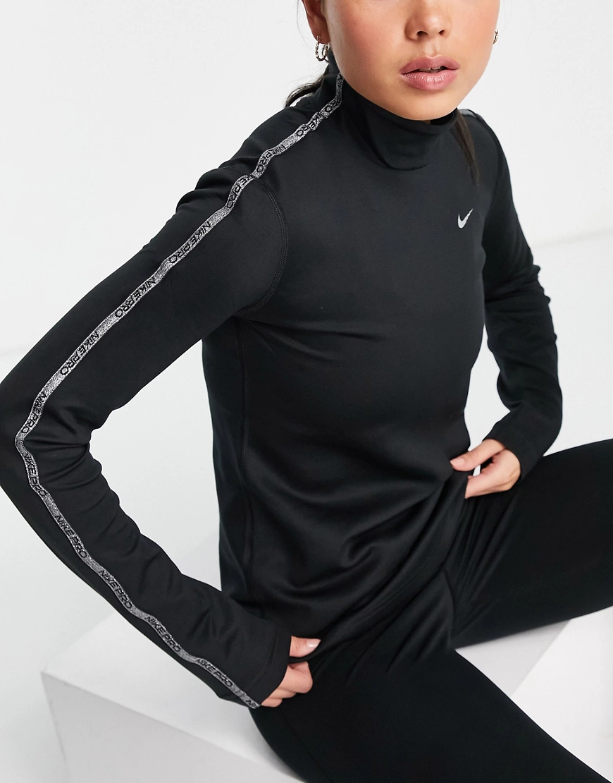 Nike – Pro Training Sparkle – Langärmliges Oberteil in Schwarz günstig online kaufen