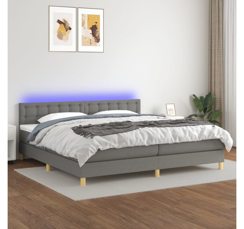 vidaXL Boxspringbett Boxspringbett mit Matratze LED Dunkelgrau 200x200 cm S günstig online kaufen