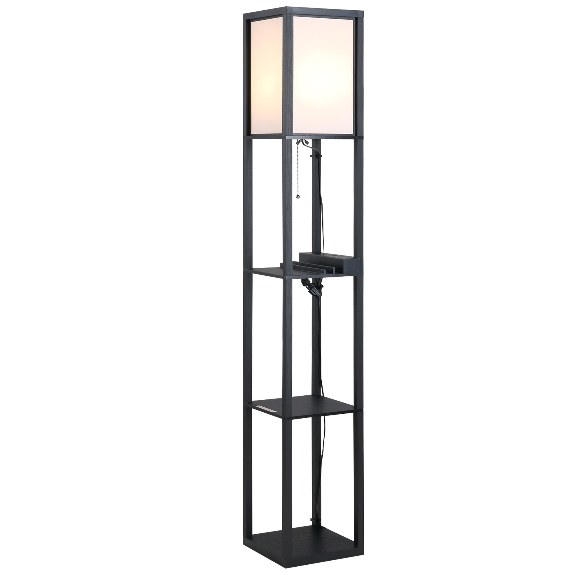 HOMCOM Moderne Stehlampe, Platzsparende Bodenlampe mit Regalen aus Baumwoll günstig online kaufen