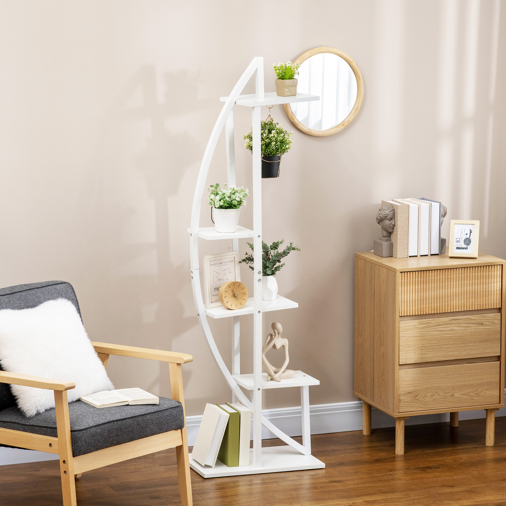 Outsunny Blumenständer 5-stufig in Halbmondform, Blumenständer für Innen un günstig online kaufen