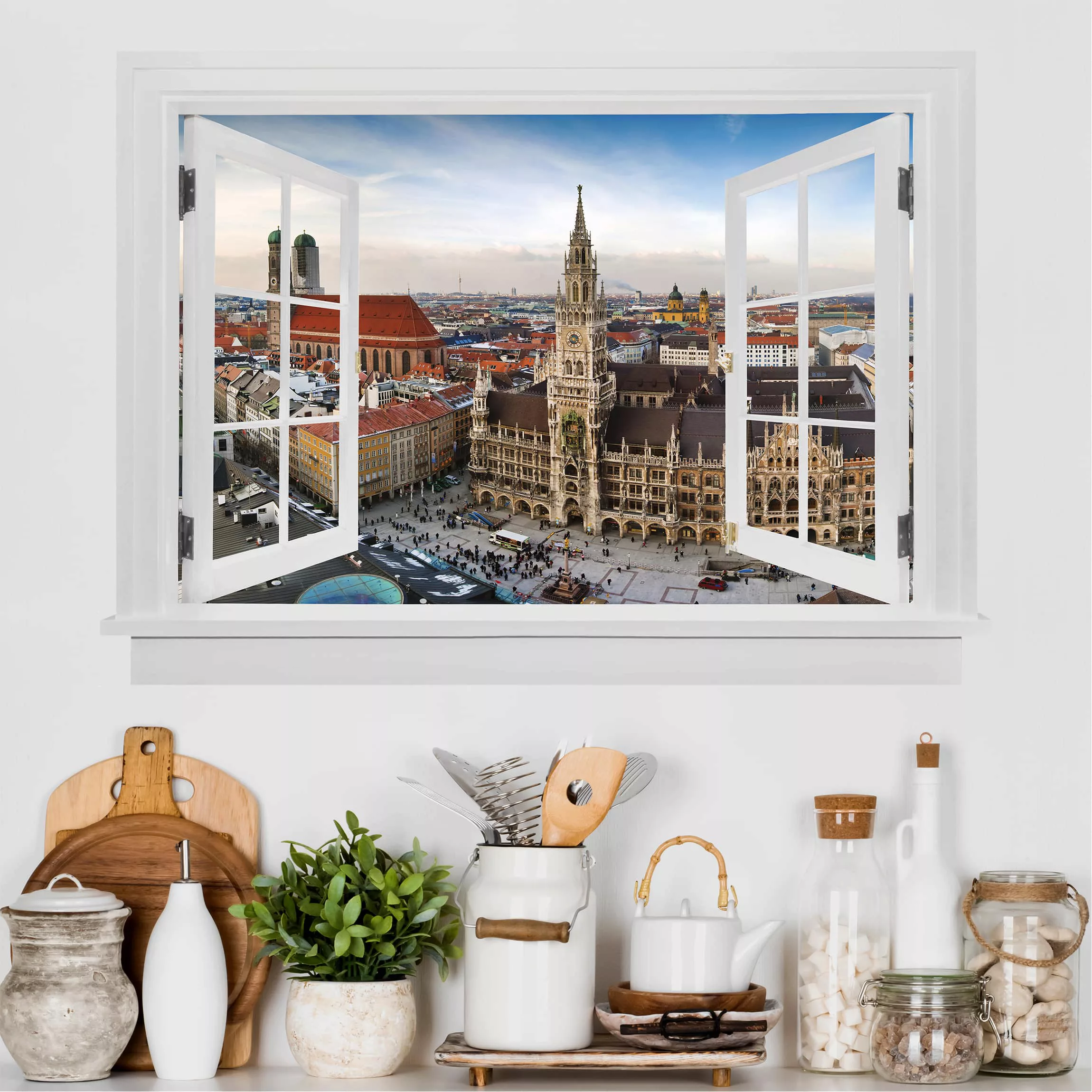 3D Wandtattoo Offenes Fenster City of Munich günstig online kaufen