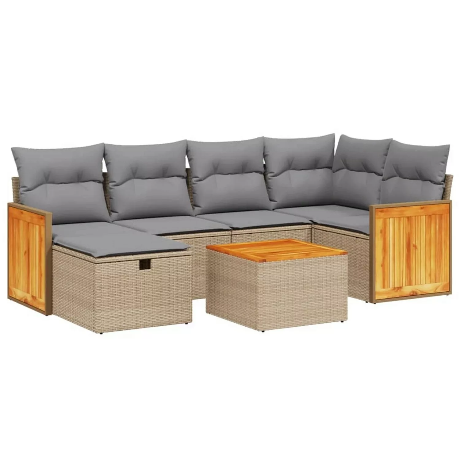 vidaXL 7-tlg Garten-Sofagarnitur mit Kissen Beige Poly Rattan Modell 254 günstig online kaufen