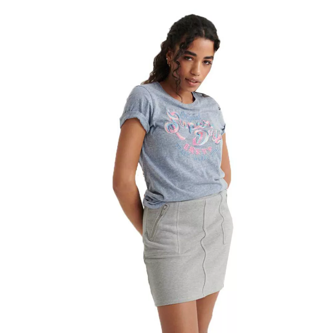 Superdry No Multi Embroidery Kurzarm T-shirt 2XS Cali Blue Snowy günstig online kaufen