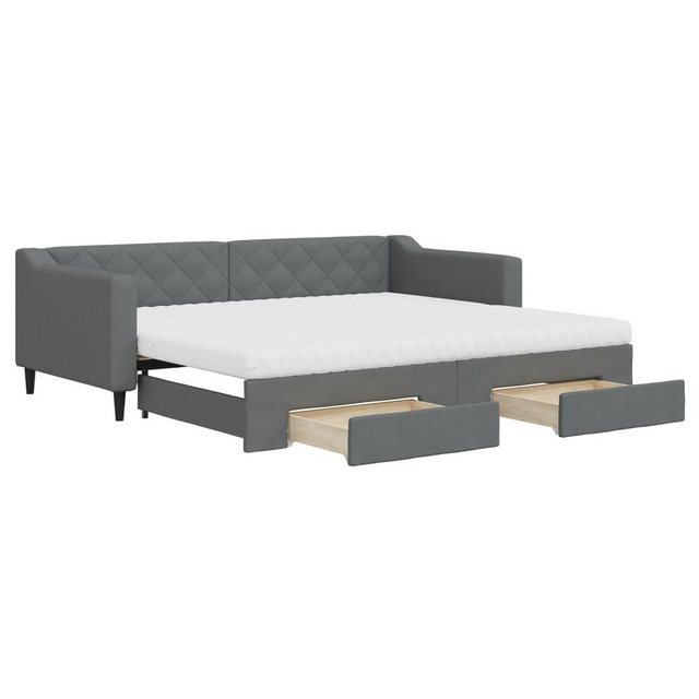 vidaXL Bett Tagesbett Ausziehbar mit Schubladen Dunkelgrau 90x200 cm Stoff günstig online kaufen
