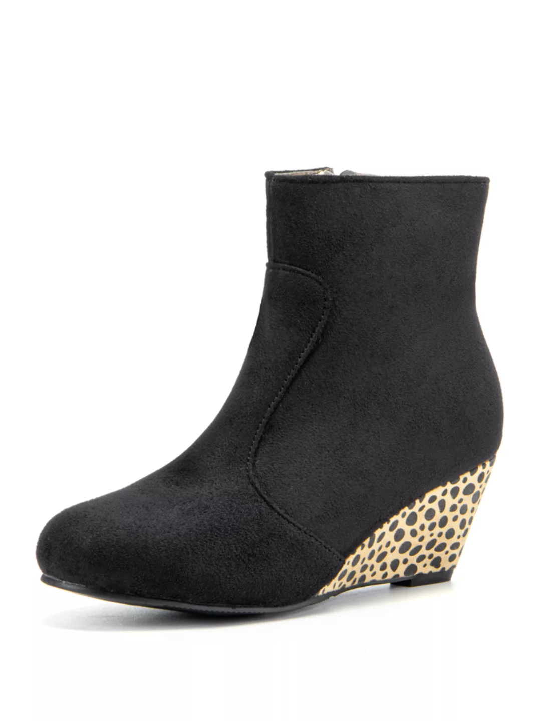 Plus Size Damen Polka Dot Wedges spitzer Zehenreißverschluss kurz Stiefel günstig online kaufen