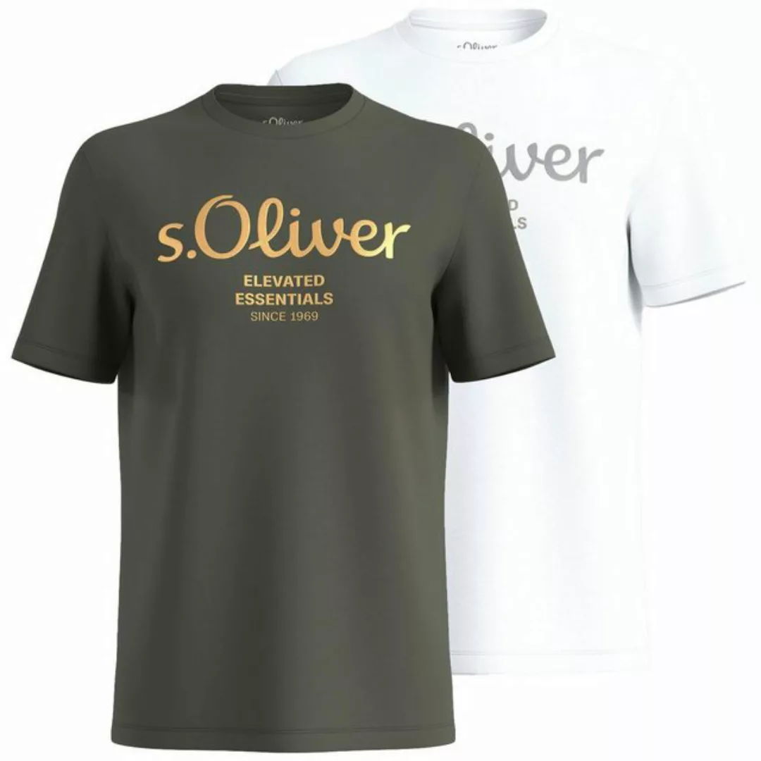 s.Oliver T-Shirt mit Metallic-Logo-Aufdruck im 2er Pack günstig online kaufen