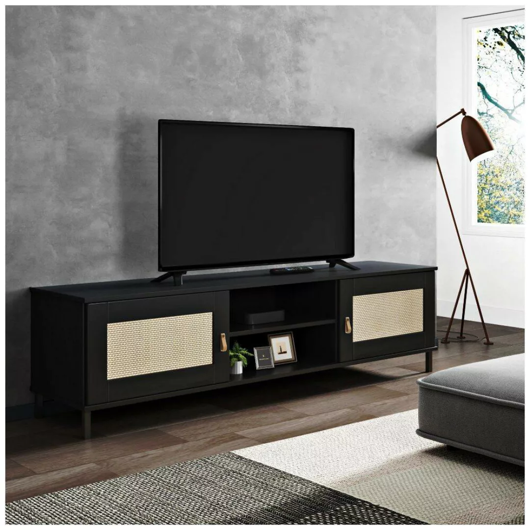 TV Lowboard in Kiefer massiv schwarz 158 cm breit, WATFORD-69 günstig online kaufen