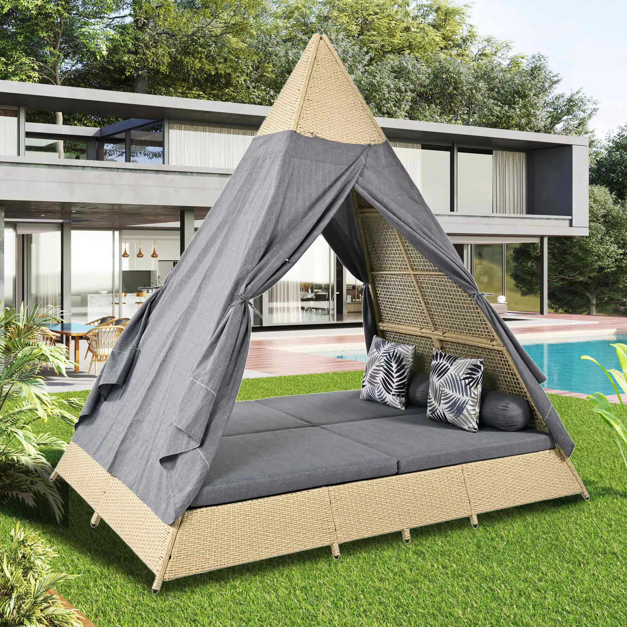 Gartenlounge-Set aus Polyrattan,mit Sonnendach,für 2-4 Personen,inklusive a günstig online kaufen