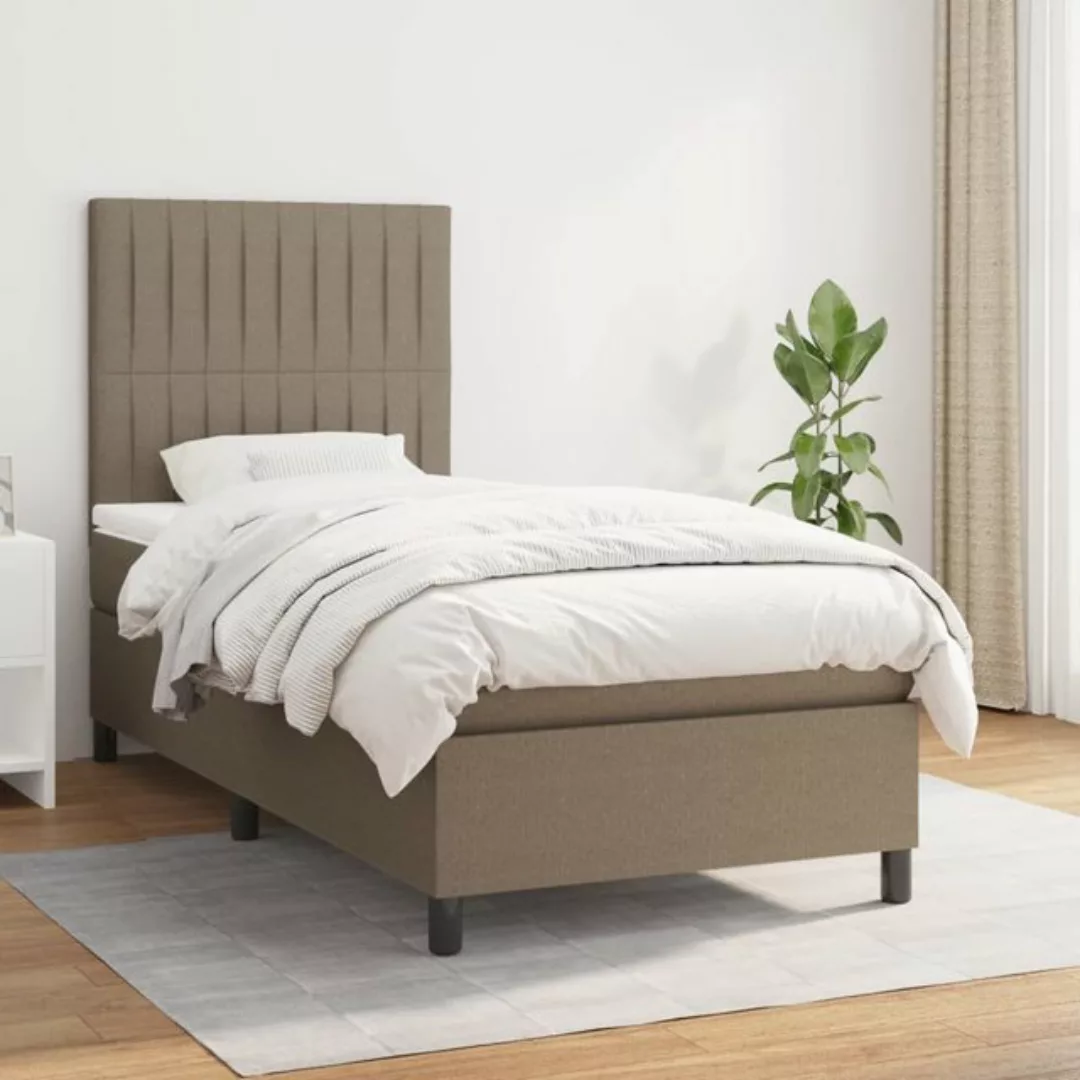 vidaXL Bettgestell Boxspringbett mit Matratze Taupe 100x200 cm Stoff Bett B günstig online kaufen