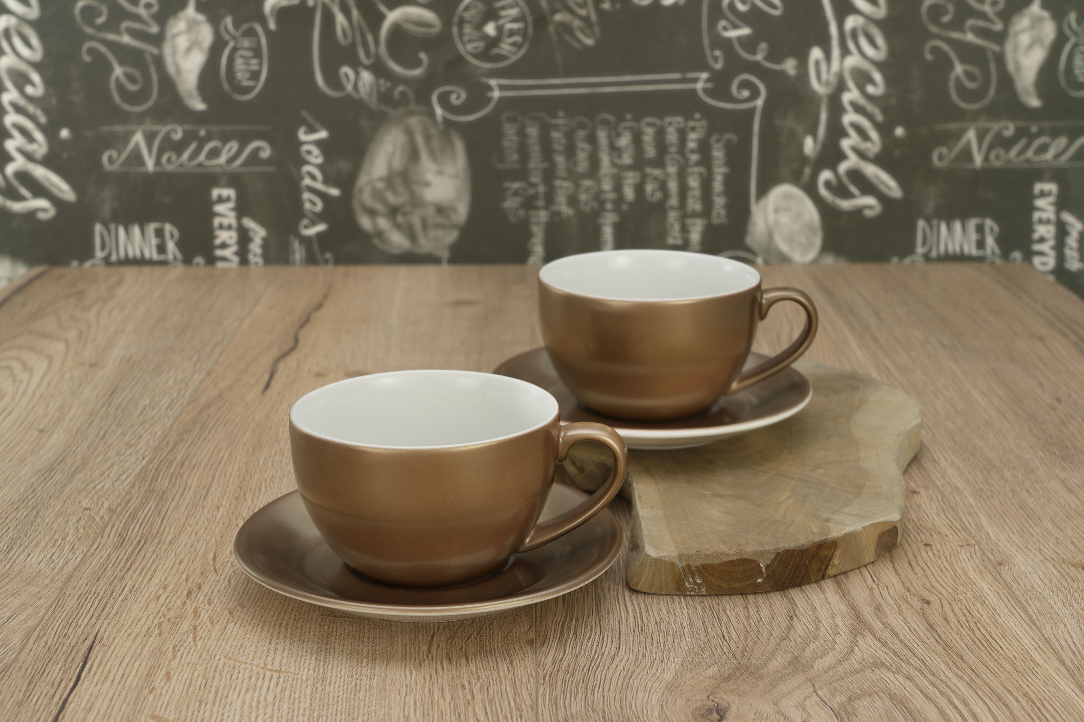 CreaTable Cappucinotassenset Golden Days gold Steinzeug 4 tlg. günstig online kaufen