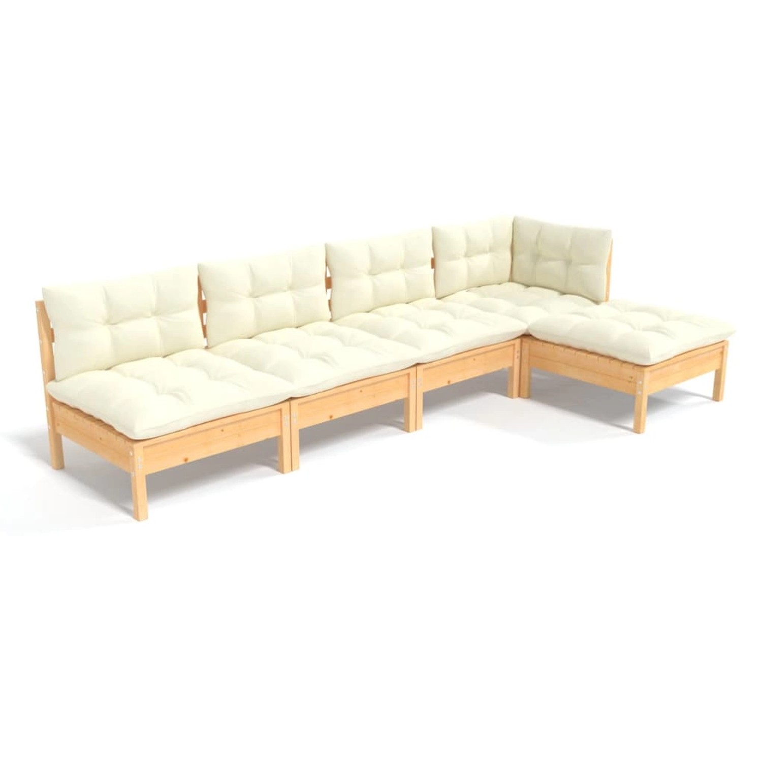 5-tlg. Garten-lounge-set Mit Creme Kissen Kiefernholz günstig online kaufen