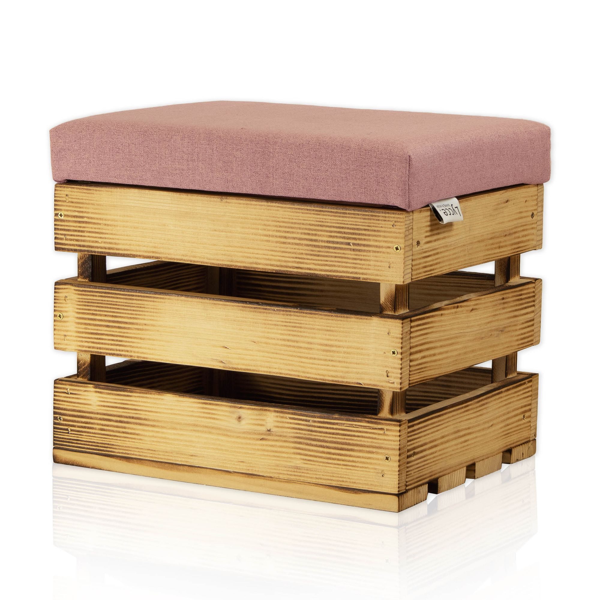 Lycce Polsterhocker Holzhocker, Holzkiste geflammtes Holz günstig online kaufen