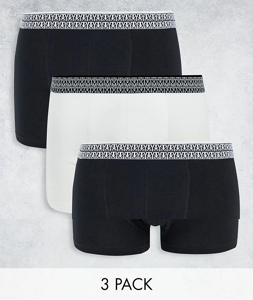 Topman – 3er-Pack Unterhosen mit Monogramm-Bund-Schwarz günstig online kaufen