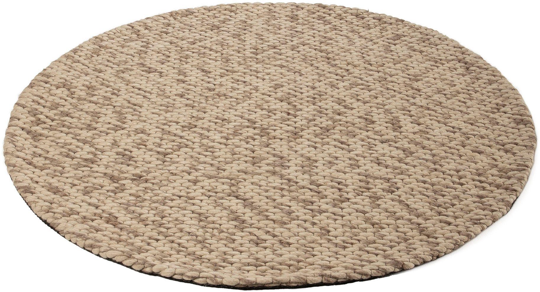 carpetfine Wollteppich »Sina«, rund, 14 mm Höhe, grobe Struktur, Zeitloses günstig online kaufen