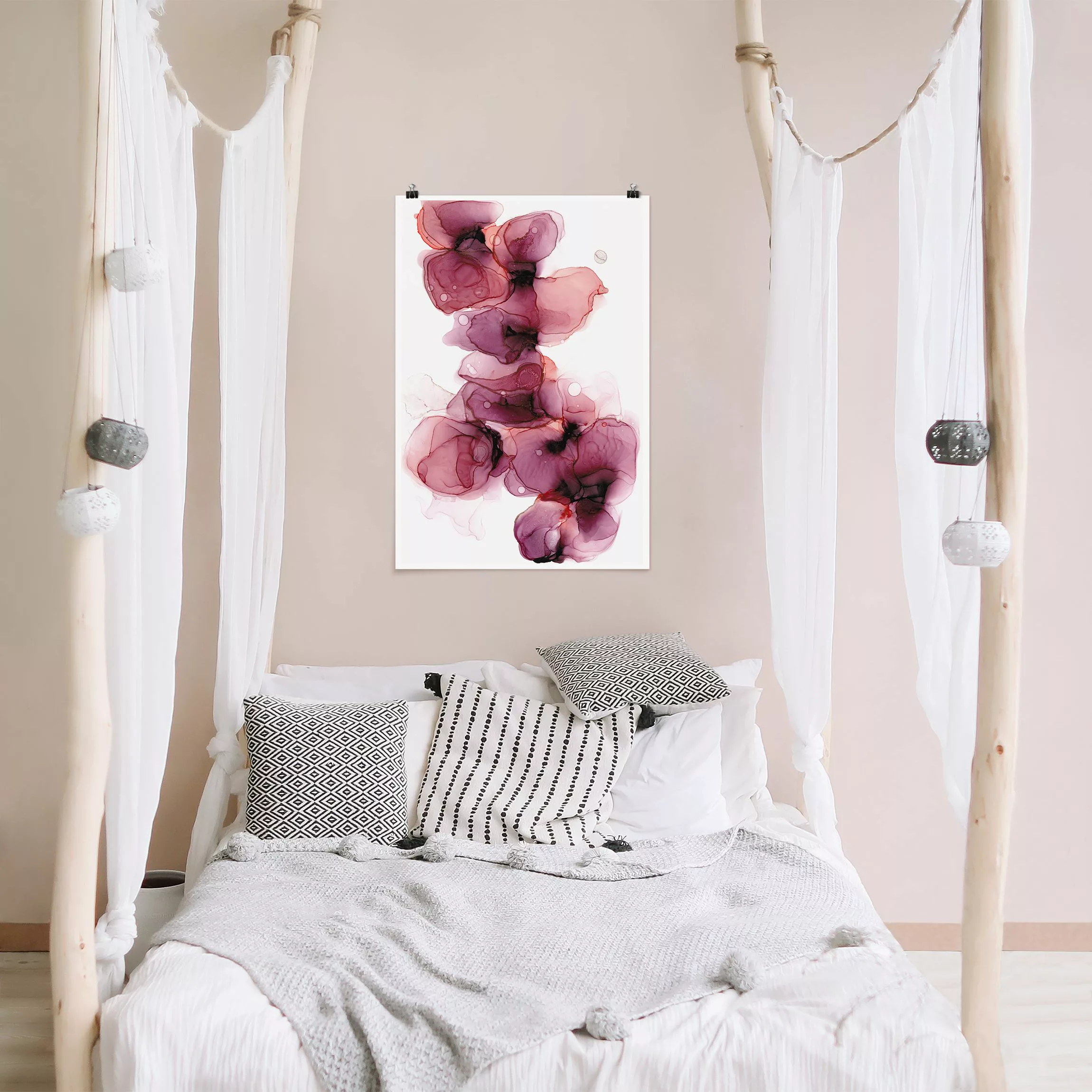 Poster Wilde Blüten in Violett und Gold günstig online kaufen