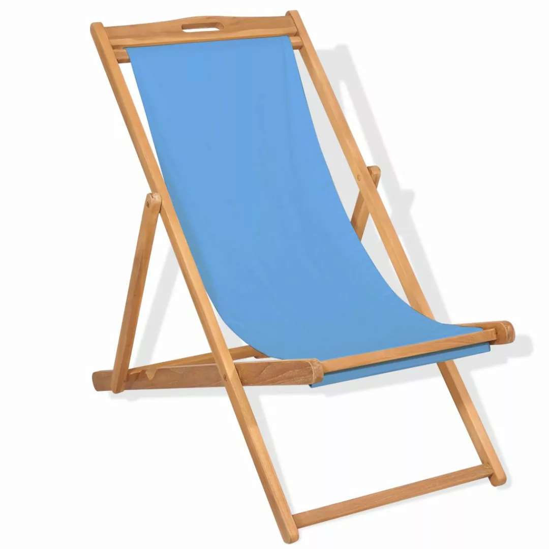 Liegestuhl Teak 56×105×96 Cm Blau günstig online kaufen
