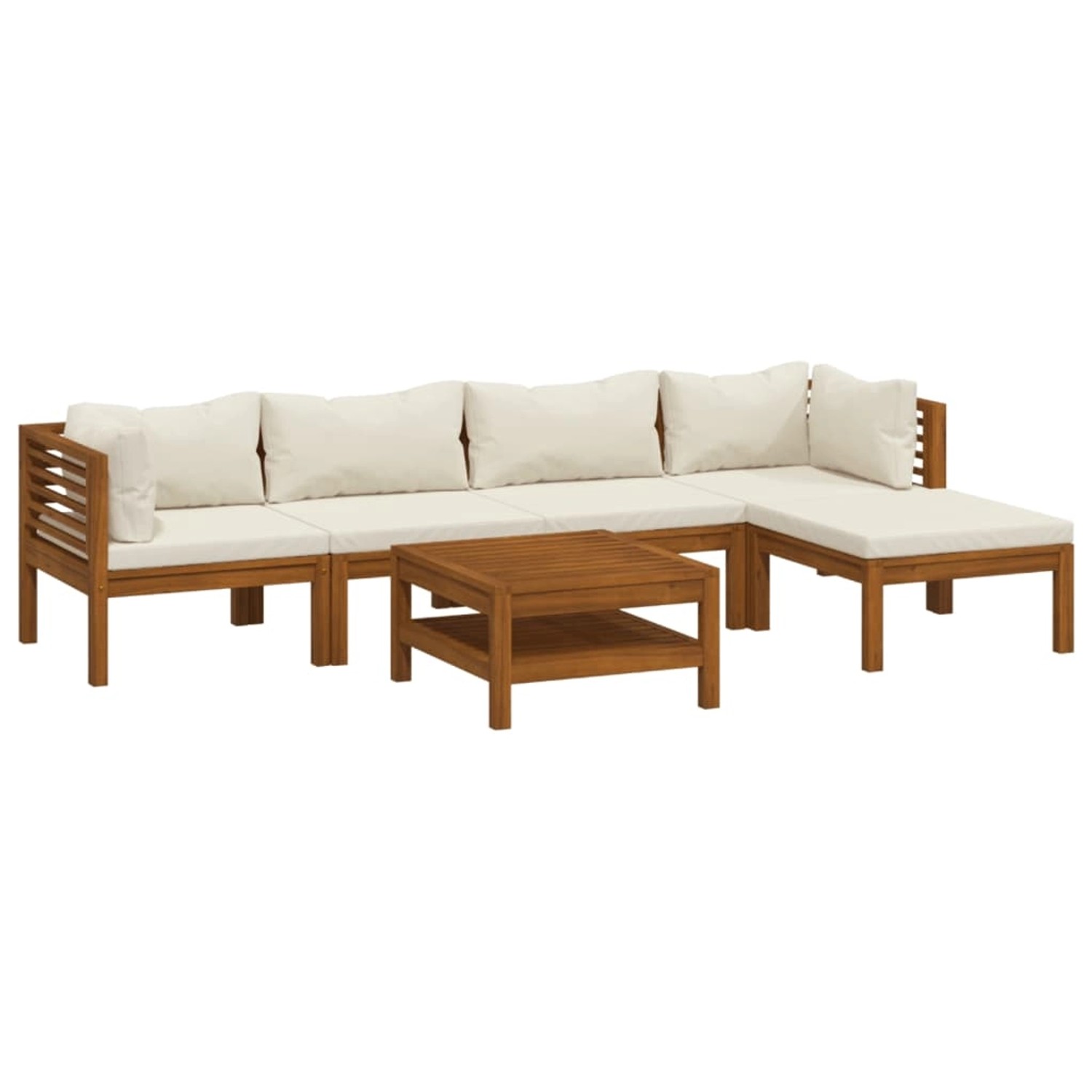 6-tlg. Garten-lounge-set Mit Creme Kissen Massivholz Akazie günstig online kaufen