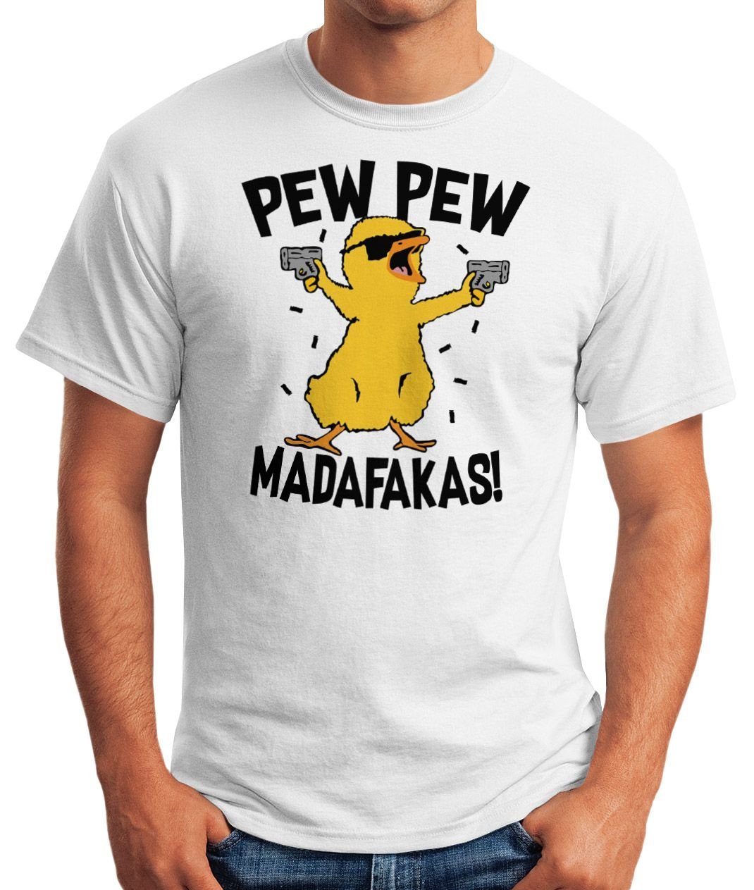 MoonWorks Print-Shirt Herren T-Shirt Pew Pew günstig online kaufen