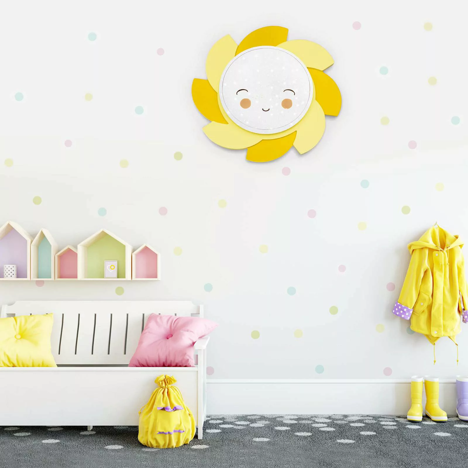 LED-Wandleuchte Sonne Starlight Smile, gelb günstig online kaufen