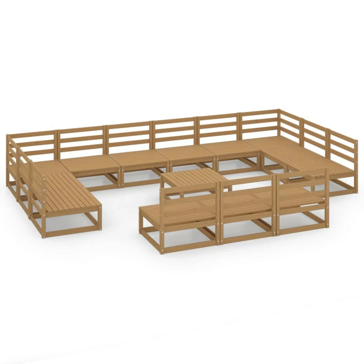 vidaXL 14-tlg Garten-Lounge-Set Massivholz Kiefer Modell 4 günstig online kaufen