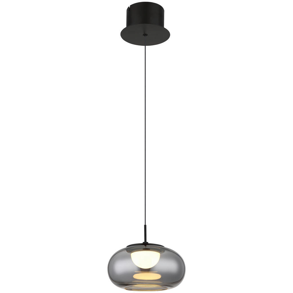 GLOBO LED-Pendelleuchte schwarz mattschwarz Rauch Glas Metall H/D: ca. 150x günstig online kaufen