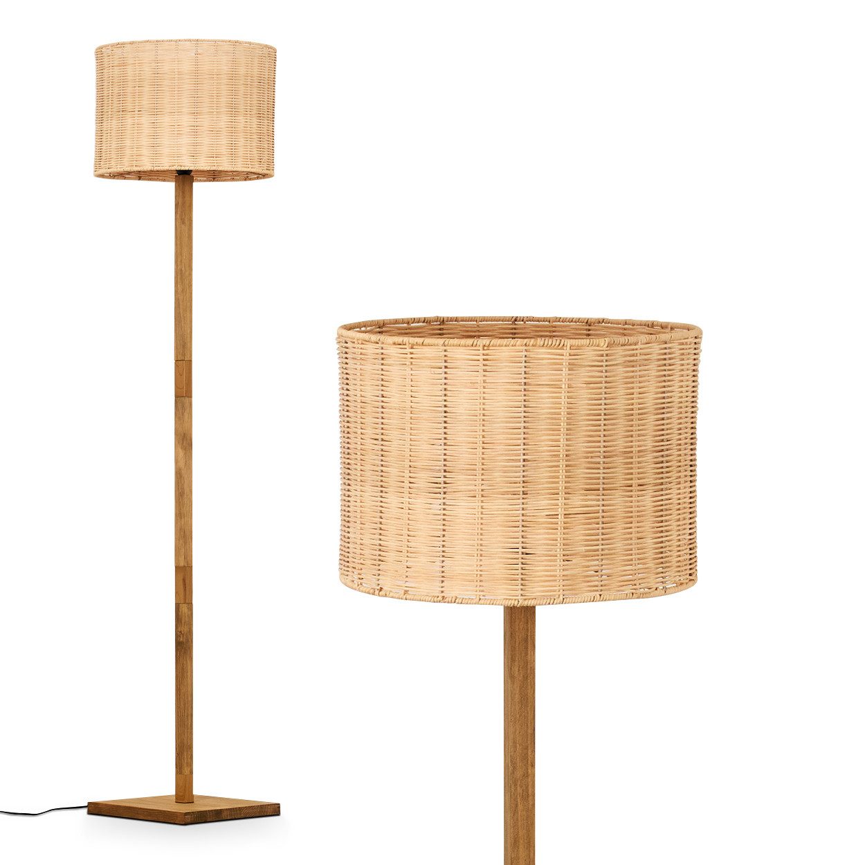 hofstein Stehlampe Boho-Style Stehlampe aus Holz/Metall/Rattan günstig online kaufen