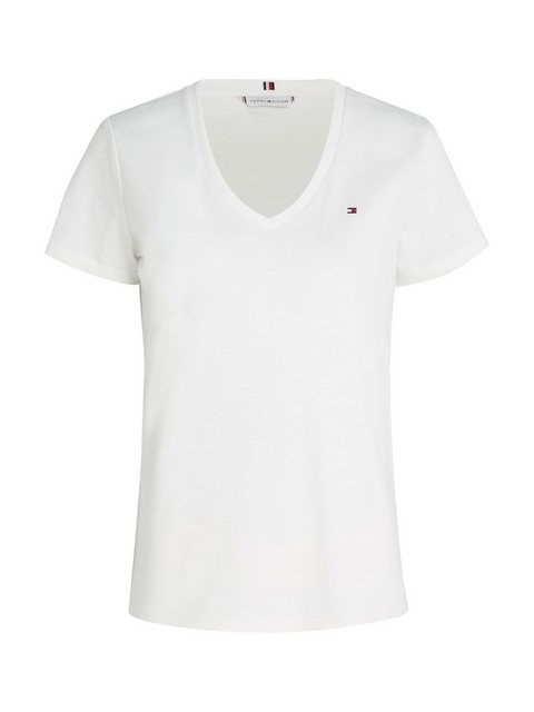 Tommy Hilfiger T-Shirt SLIM CODY RIB V-NECK SS mit dezenter Logostickerei günstig online kaufen