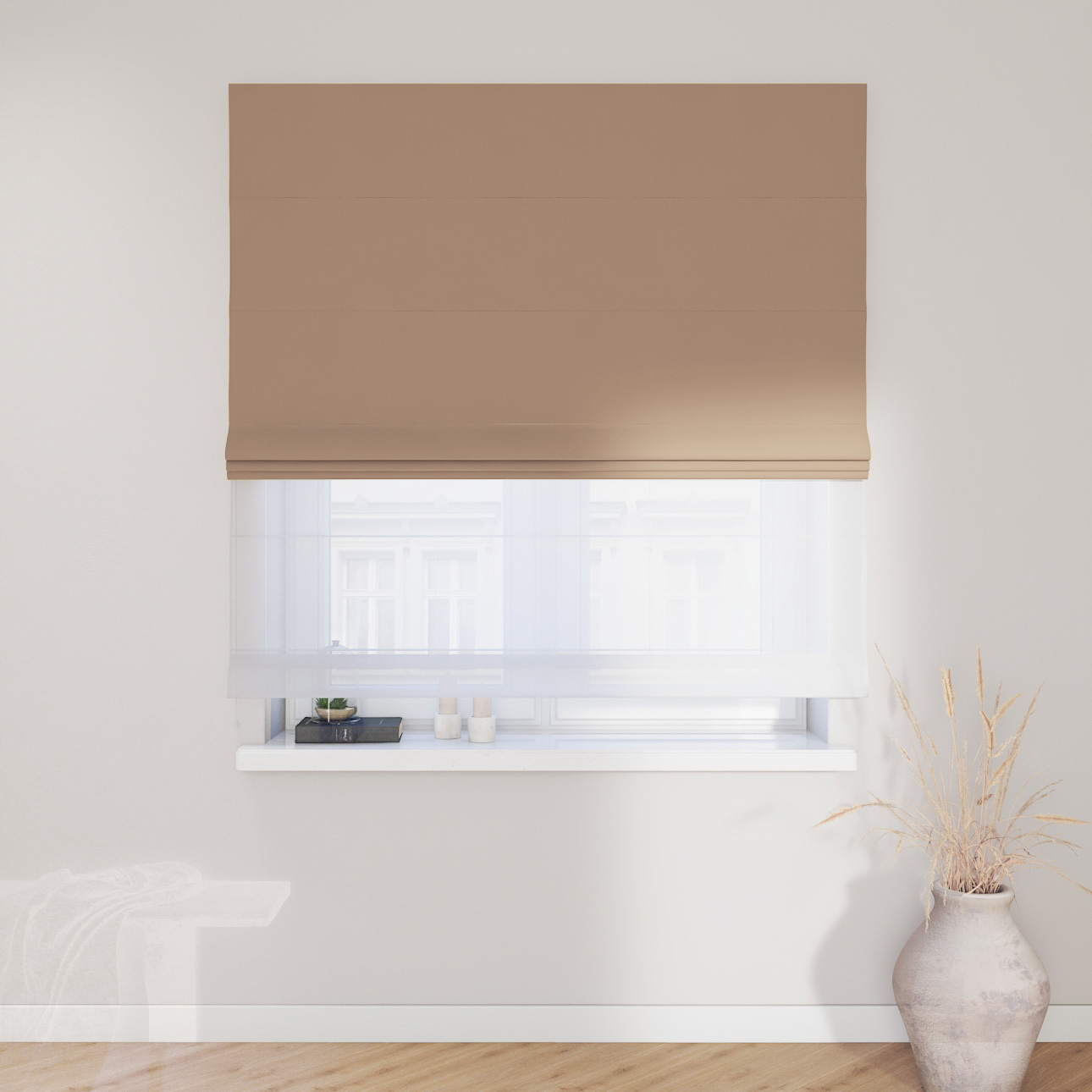 Dekoria Doppelraffrollo Duo, beige, 130 x 170 cm günstig online kaufen