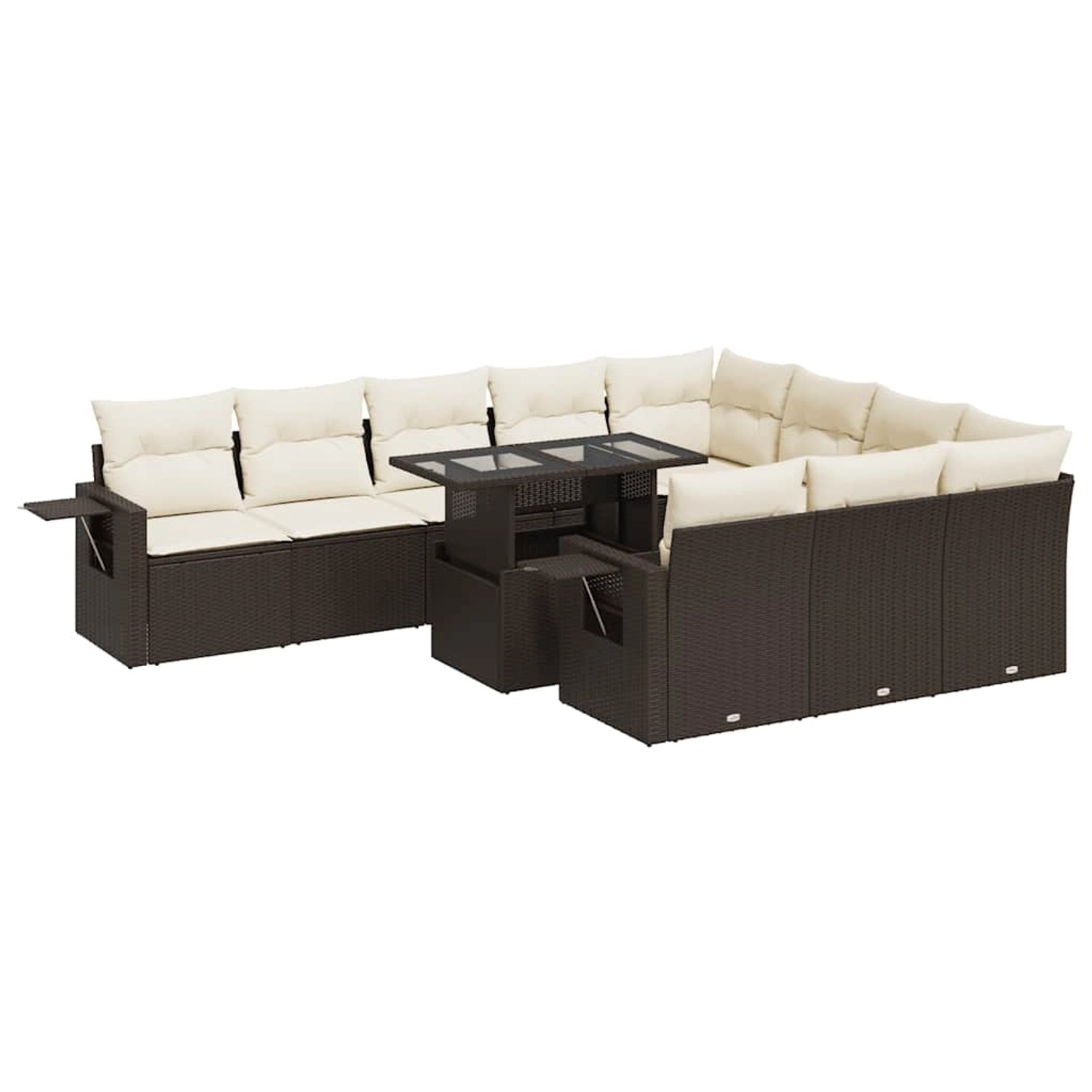 vidaXL 11-Tlg Garten-Sofagarnitur mit Kissen Braun Poly Rattan 3326554 günstig online kaufen