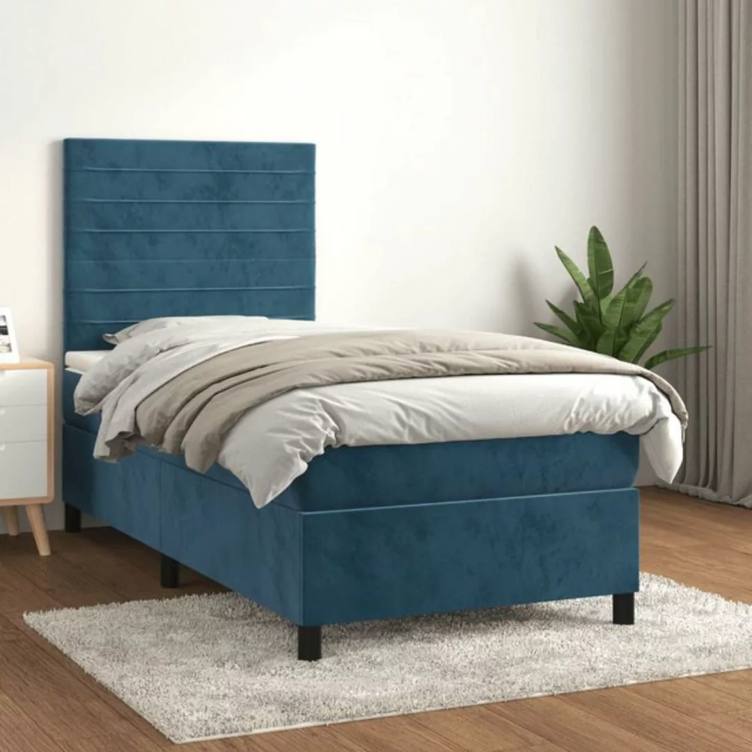 vidaXL Bett Boxspringbett mit Matratze Dunkelblau 80x200 cm Samt günstig online kaufen