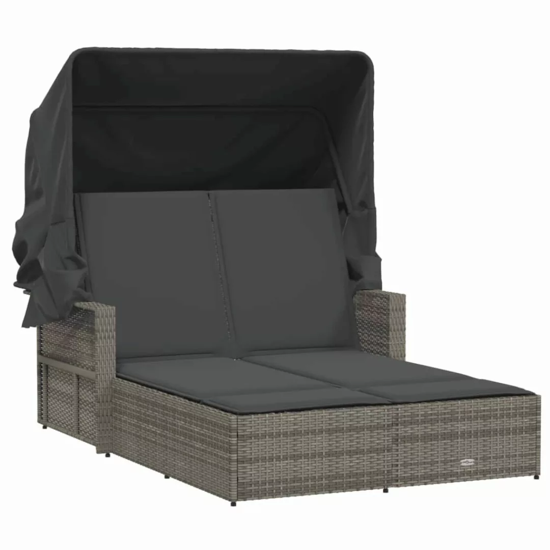 vidaXL Gartenliege Doppel-Sonnenliege mit Dach und günstig online kaufen