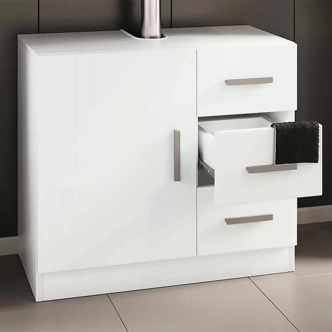 Waschschrank modern weiss mit drei Schubladen 56 cm hoch günstig online kaufen